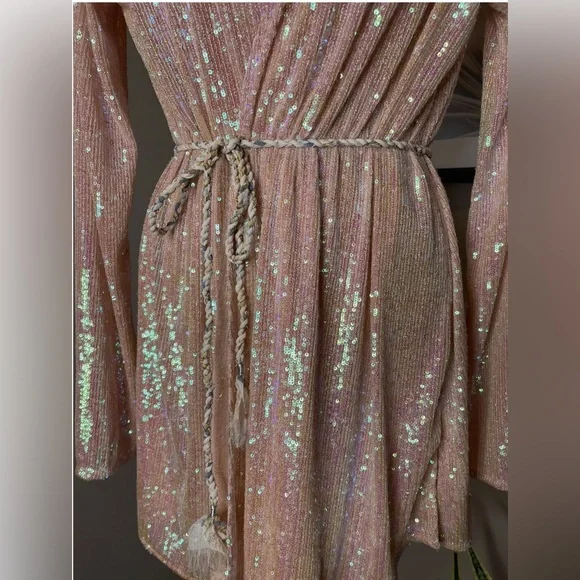 Free People Disco Daydream Sequin Kimono Dress Small | Boho Glam - Picture 11 of 15
